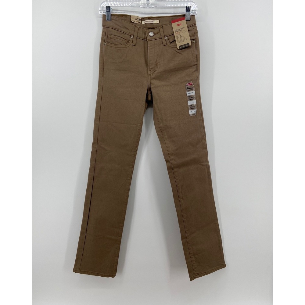 Levis 314 Shaping Straight Jeans Brown Tan Hypersoft Mid Rise 27x30 NWT